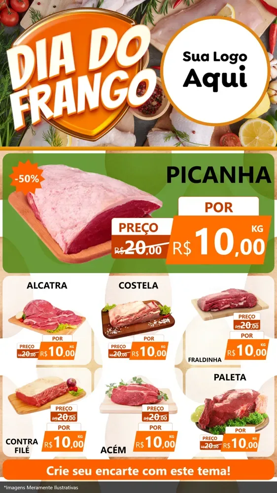 Modelo de Rede Social para Stories com o tema Dia do Frango para Açougue