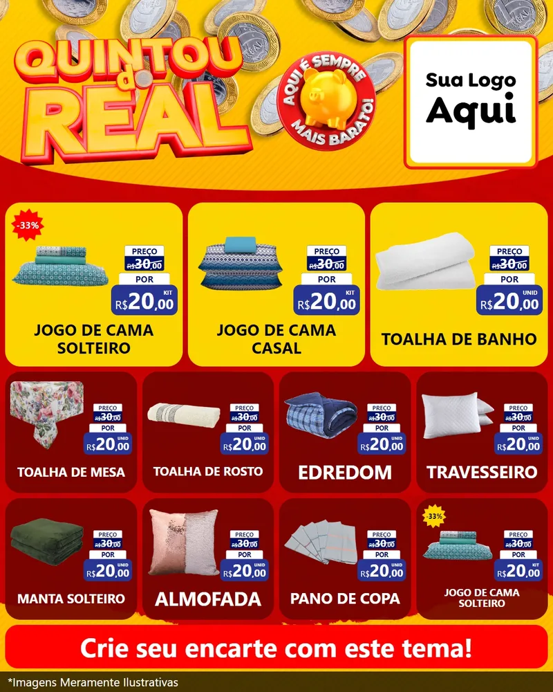 Modelo de Rede Social para Feed Instagram com o tema Quintou do Real para Cama, Mesa e Banho