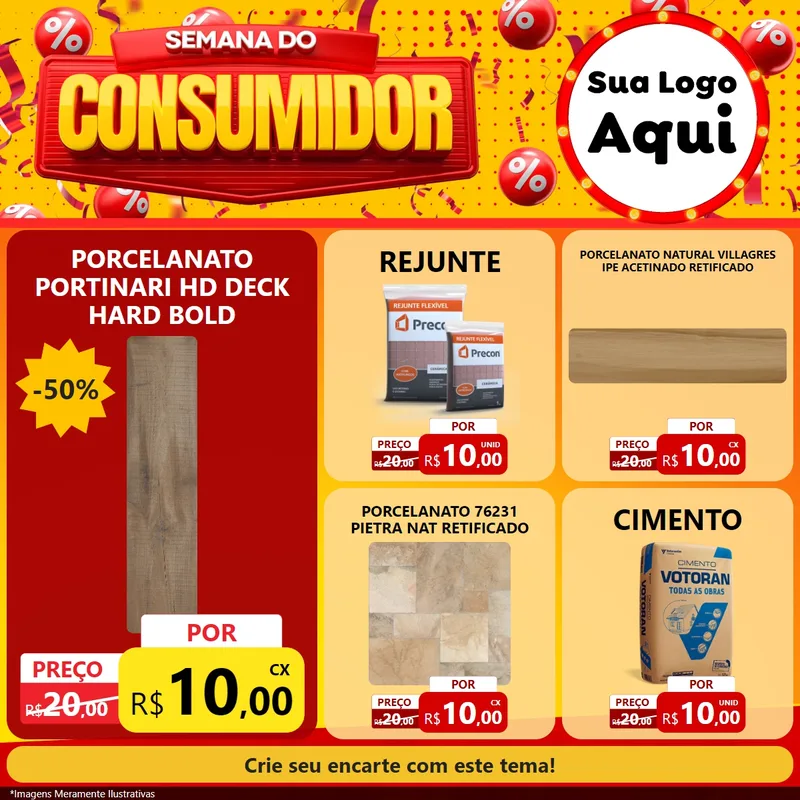 Modelo de Rede Social para Feed Facebook com o tema Semana do Consumidor para Pisos e revestimentos