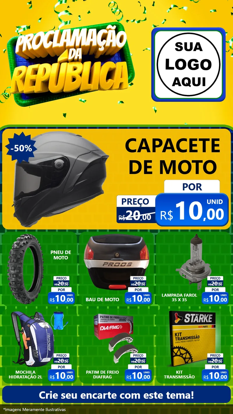 Modelo de Rede Social para Stories com o tema Proclamação da República para Moto peças