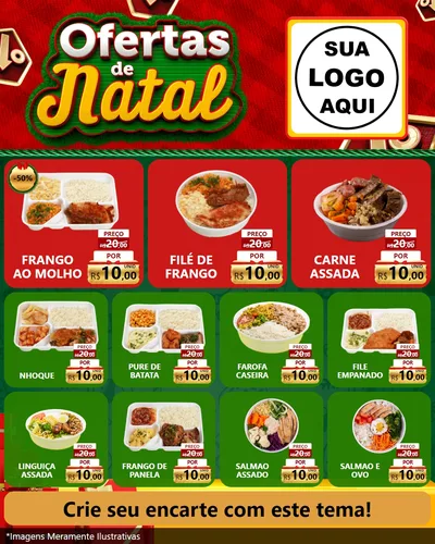 Modelo de Rede Social para Feed Instagram com o tema Ofertas de Natal para Restaurante