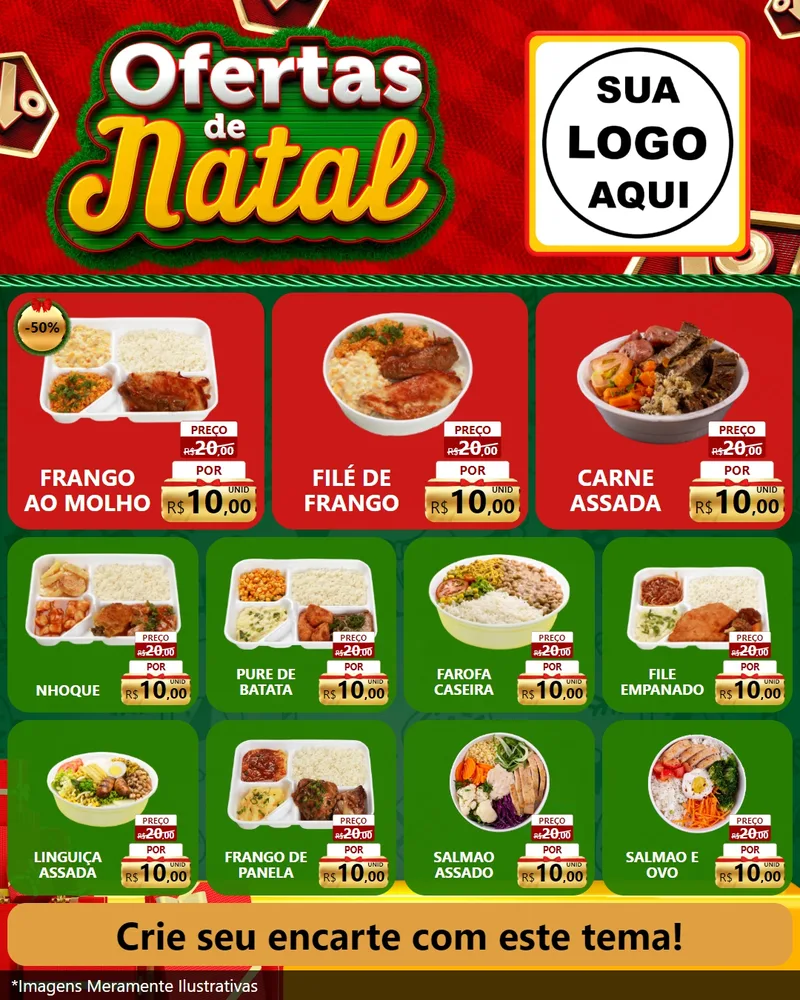 Modelo de Rede Social para Feed Instagram com o tema Ofertas de Natal para Restaurante