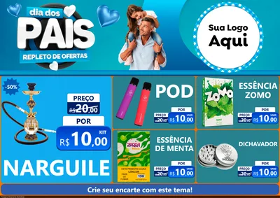 Modelo de Encarte para Encarte A4 Horizontal com o tema Dia Dos Pais Repleto de Ofertas para Tabacaria