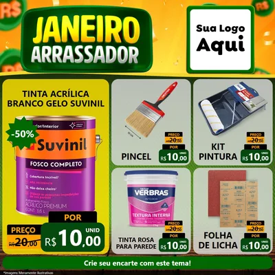 Modelo de Rede Social para Feed Facebook com o tema Janeiro Arrasador para Tintas e Ferramentas