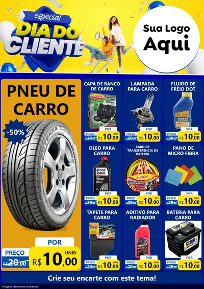 Modelo de Encarte para Encarte A4 Vertical com o tema Especial Dia do Cliente para Auto peças
