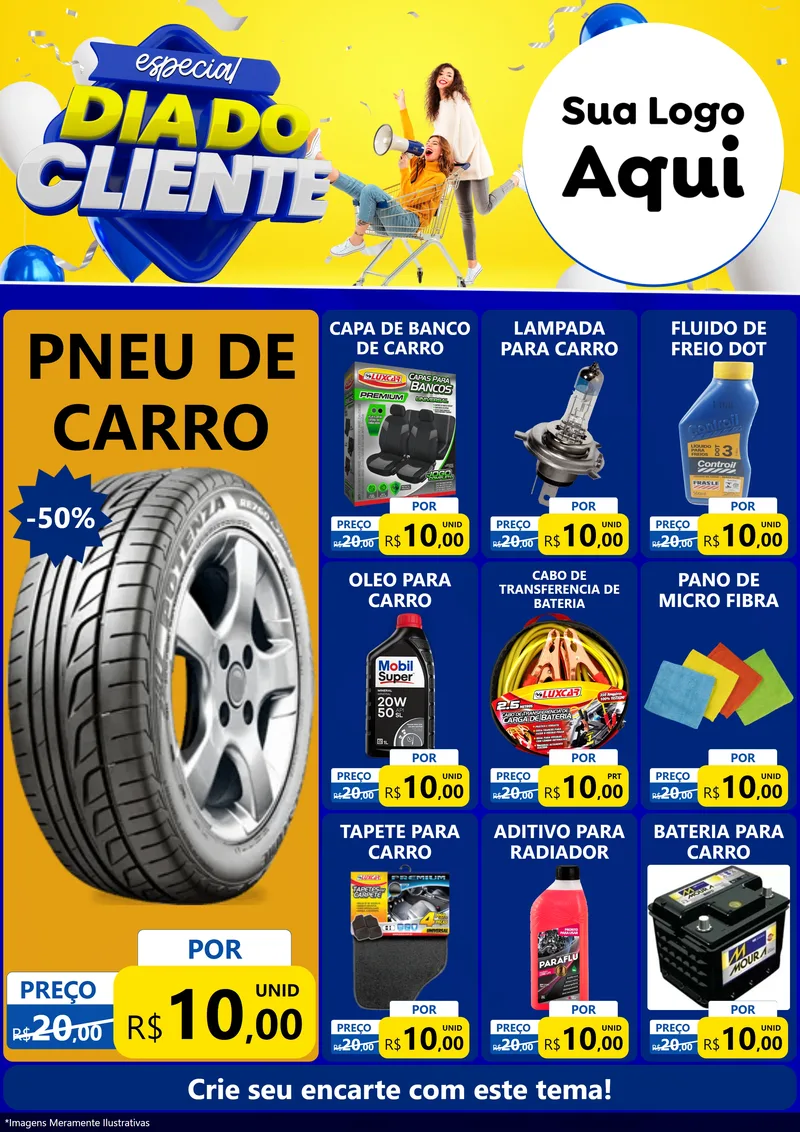 Modelo de Encarte para Encarte A4 Vertical com o tema Especial Dia do Cliente para Auto peças