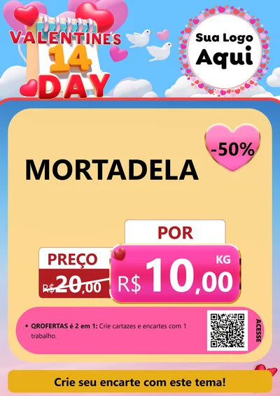Modelo de Cartaz para Cartaz A4 Vertical com o tema Valentine's Day para Frios e Laticínios