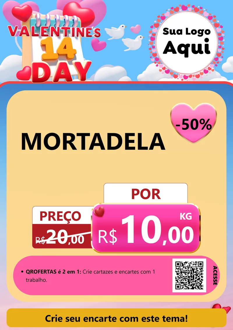 Modelo de Cartaz para Cartaz A4 Vertical com o tema Valentine's Day para Frios e Laticínios