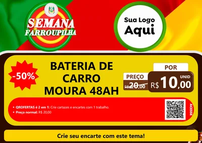 Modelo de Cartaz para Cartaz A4 Horizontal com o tema Semana Farroupilha para Baterias Elétricas