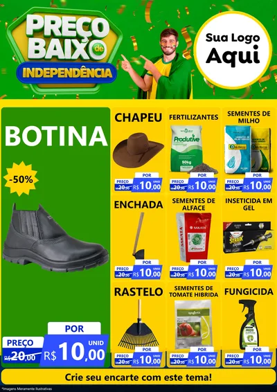 Modelo de Encarte para Encarte A4 Vertical com o tema Preço Baixo de Independência para Agropecuária