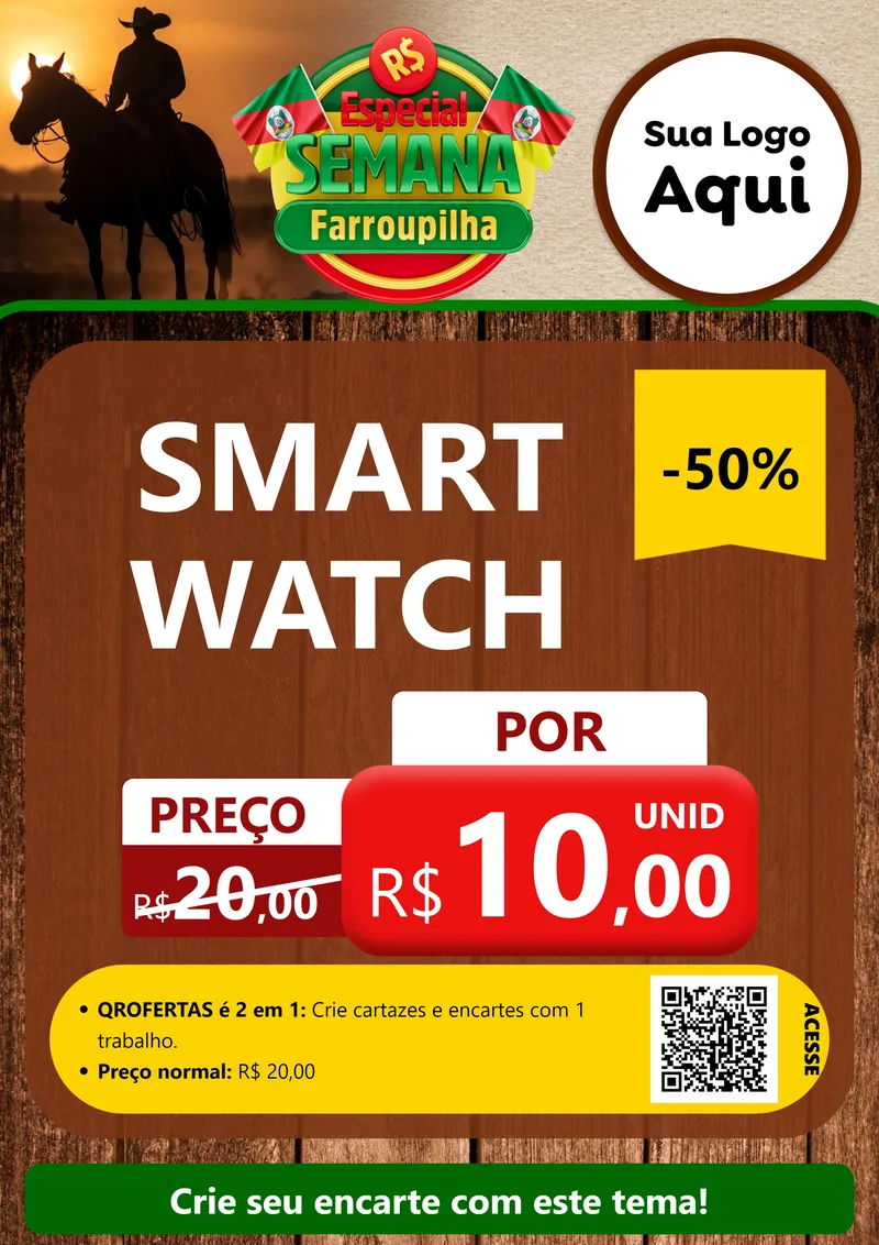 Modelo de Cartaz para Cartaz A4 Vertical com o tema Especial Semana Farroupilha para Informática