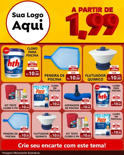 Modelo de Rede Social para Feed Instagram com o tema A Partir de Um e Noventa e Nove - 1,99 para Produtos para Piscina