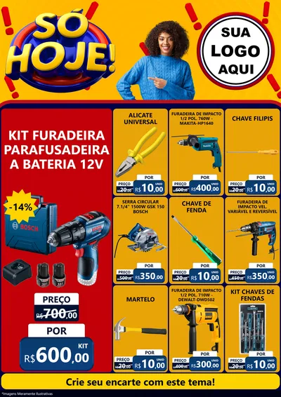 Modelo de Encarte para Encarte A4 Vertical com o tema Só Hoje! para Maquinas e Ferramentas