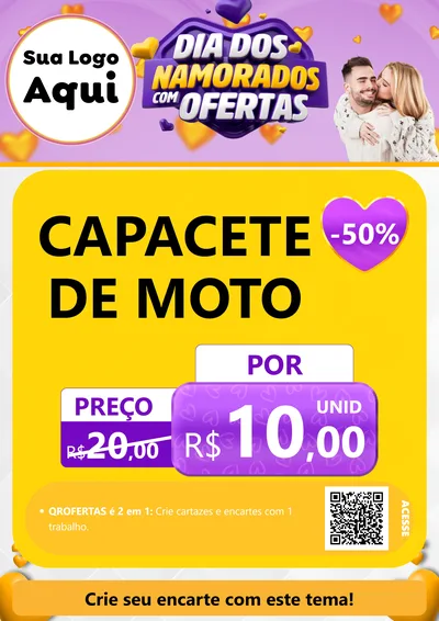 Modelo de Cartaz para Cartaz A4 Vertical com o tema Dia Dos Namorados Com Ofertas para Moto peças