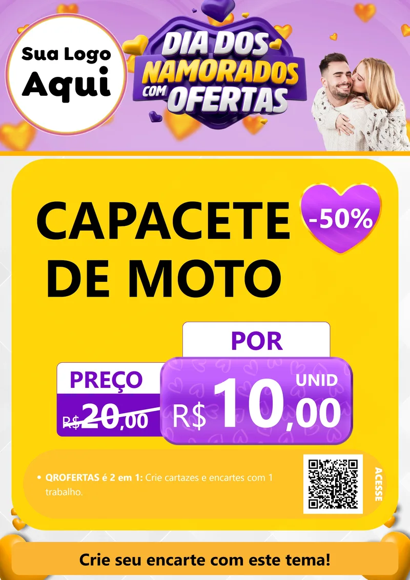 Modelo de Cartaz para Cartaz A4 Vertical com o tema Dia Dos Namorados Com Ofertas para Moto peças