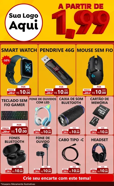 Modelo de Encarte para Encarte Grande com o tema A Partir de Um e Noventa e Nove - 1,99 para Informática
