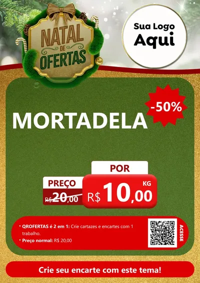 Modelo de Cartaz para Cartaz A4 Vertical com o tema Ofertas de Natal para Frios e Laticínios