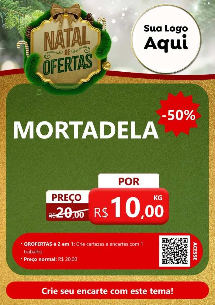 Modelo de Cartaz para Cartaz A4 Vertical com o tema Ofertas de Natal para Frios e Laticínios