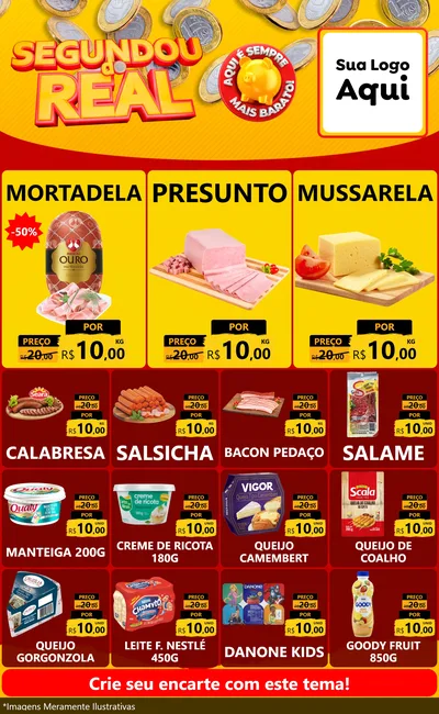 Modelo de Encarte para Encarte Grande com o tema Segundou do Real para Frios e Laticínios