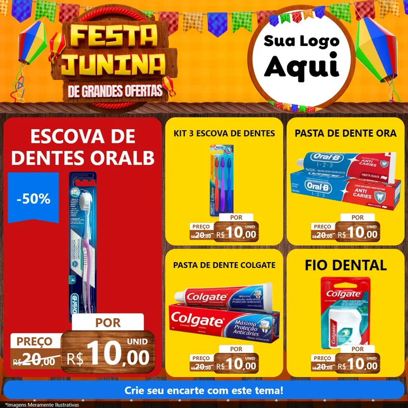 Modelo de Rede Social para Feed Facebook com o tema Festa Junina de Grandes Ofertas para Higiene Pessoal