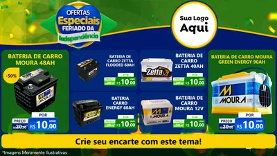 Modelo de TV para TV Horizontal com o tema Ofertas Especiais Feriado da Independência para Baterias Elétricas