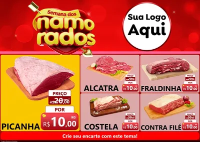 Modelo de Encarte para Encarte A4 Horizontal com o tema Semana dos namorados para Açougue