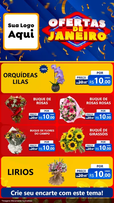 Modelo de TV para TV Vertical com o tema Ofertas de Janeiro para Floricultura e jardim