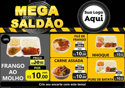 Modelo de Encarte para Encarte A4 Horizontal com o tema Mega Saldão para Restaurante