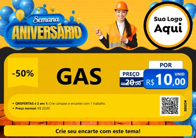Modelo de Cartaz para Cartaz A4 Horizontal com o tema Semana de Aniversário para Água e gás