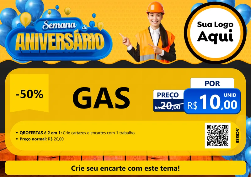 Modelo de Cartaz para Cartaz A4 Horizontal com o tema Semana de Aniversário para Água e gás