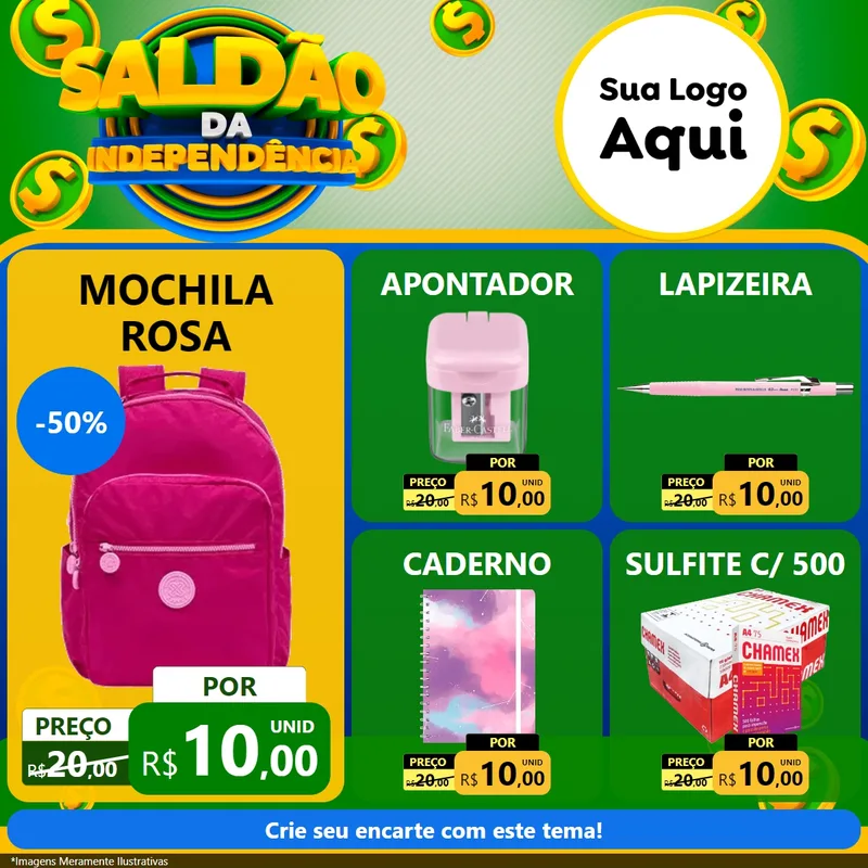 Modelo de Rede Social para Feed Facebook com o tema Saldão da Indepêndencia para Papelaria