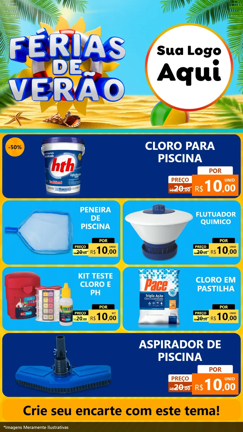 Modelo de TV para TV Vertical com o tema Férias de Verão para Produtos para Piscina