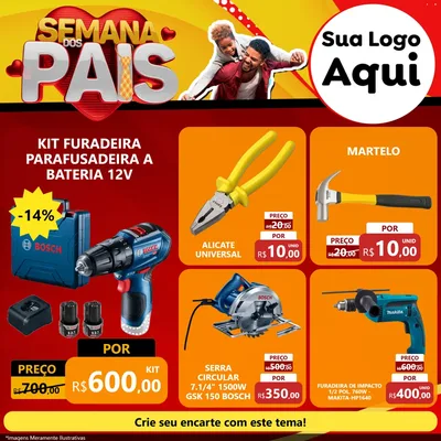 Modelo de Rede Social para Feed Facebook com o tema Semana Dos Pais para Maquinas e Ferramentas