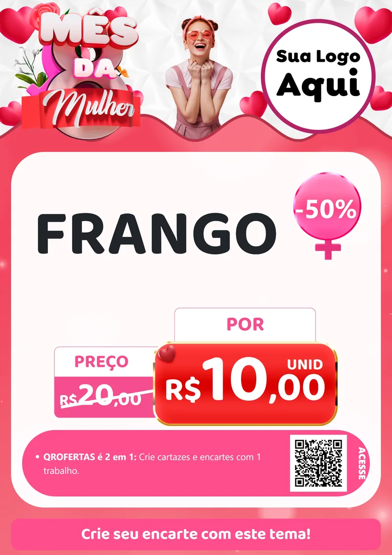 Modelo de Cartaz para Cartaz A4 Vertical com o tema Mês da Mulher para Assados