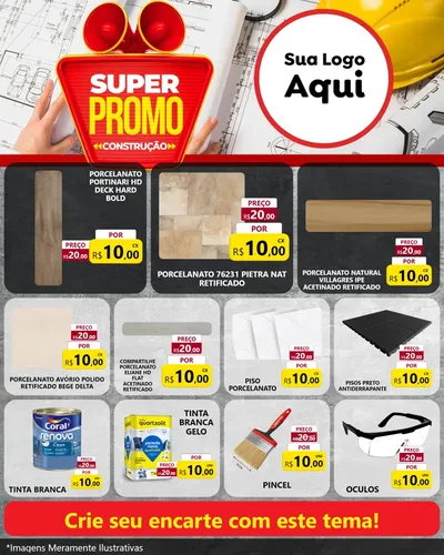 Modelo de Rede Social para Feed Instagram com o tema Super Promoção Construção para Pisos e revestimentos