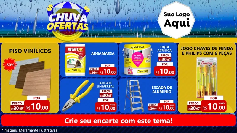 Modelo de TV para TV Horizontal com o tema Chuva de Ofertas para Material para Construção
