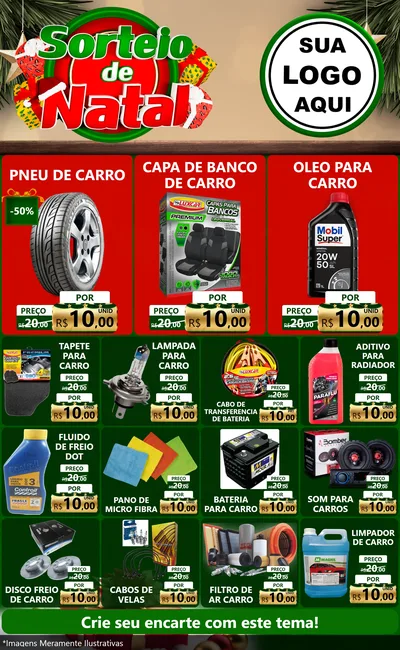 Modelo de Encarte para Encarte Grande com o tema Sorteio de Natal para Auto peças