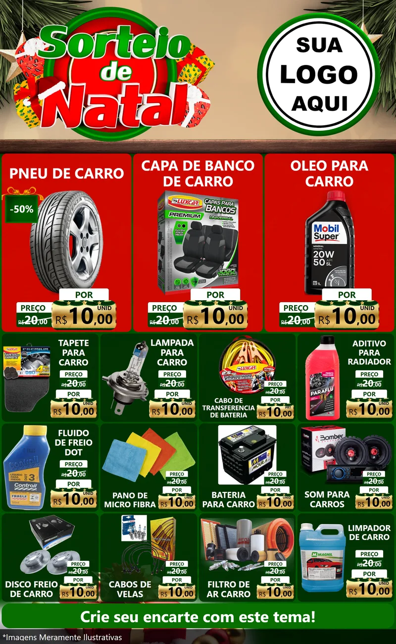 Modelo de Encarte para Encarte Grande com o tema Sorteio de Natal para Auto peças