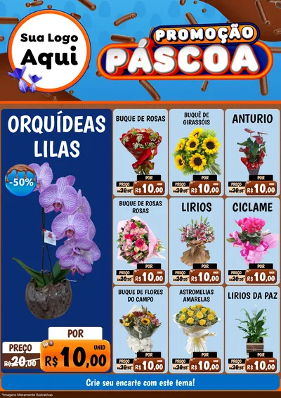Modelo de Encarte para Encarte A4 Vertical com o tema Promoção Páscoa para Floricultura e jardim