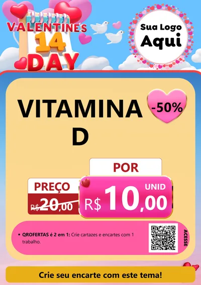 Modelo de Cartaz para Cartaz A4 Vertical com o tema Valentine's Day para Farmácia