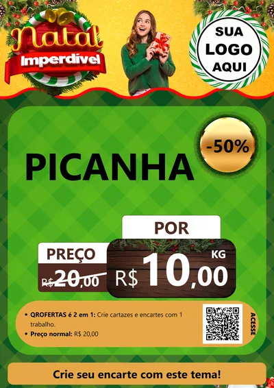 Modelo de Cartaz para Cartaz A4 Vertical com o tema Natal Imperdível para Açougue