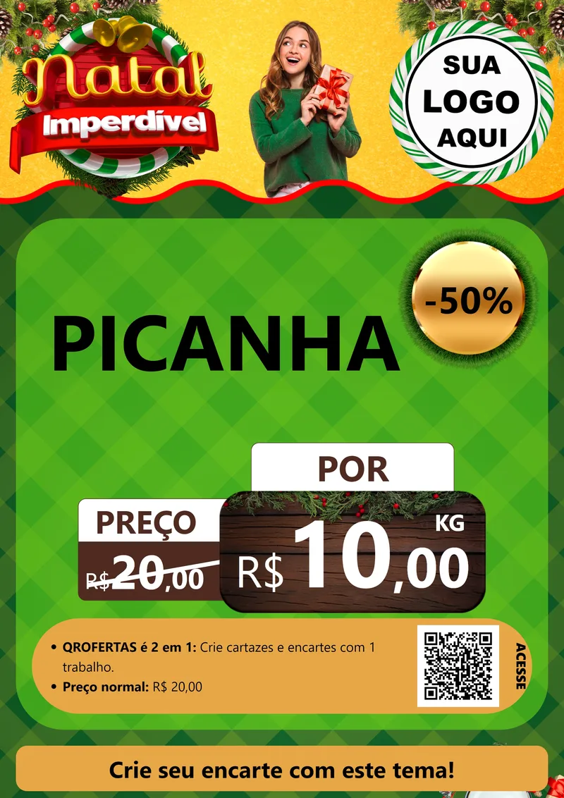 Modelo de Cartaz para Cartaz A4 Vertical com o tema Natal Imperdível para Açougue