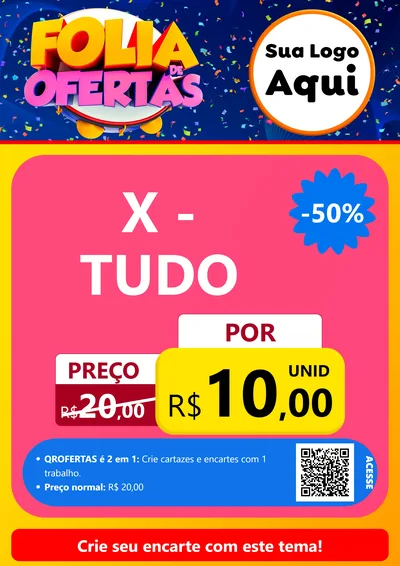 Modelo de Cartaz para Cartaz A4 Vertical com o tema Folia de Ofertas para Hamburgueria