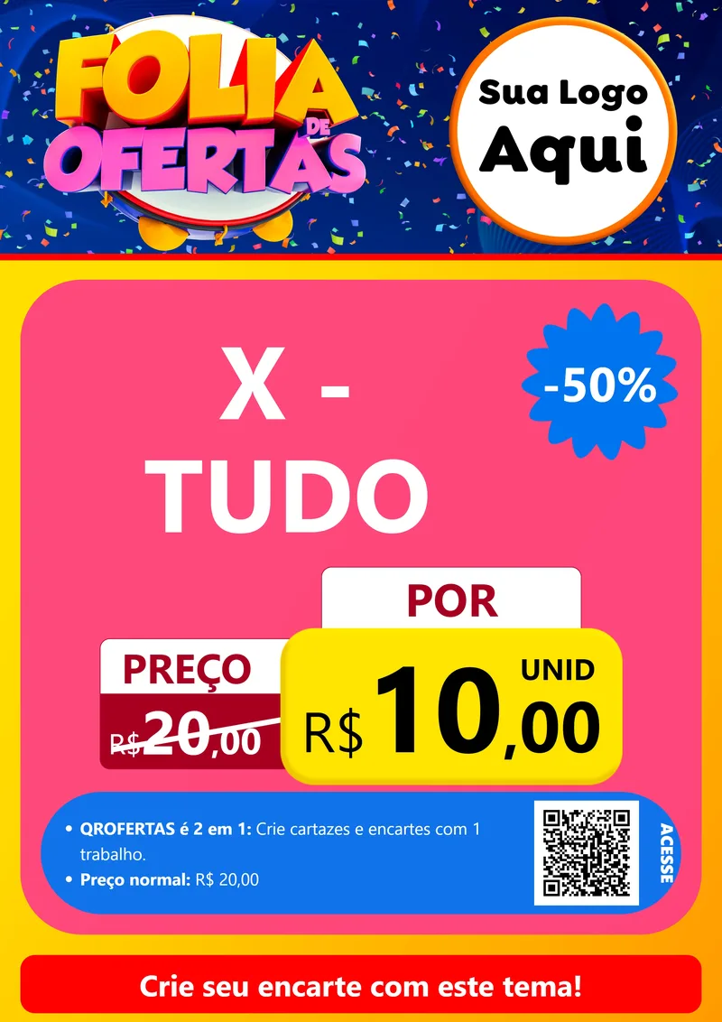 Modelo de Cartaz para Cartaz A4 Vertical com o tema Folia de Ofertas para Hamburgueria