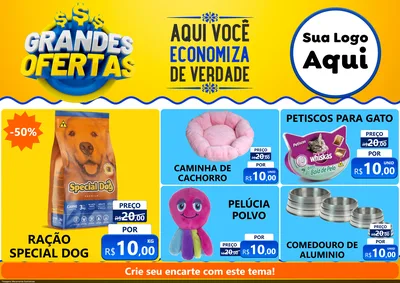 Modelo de Encarte para Encarte A4 Horizontal com o tema Grandes Ofertas para Pet Shop
