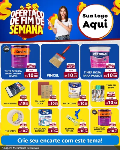 Modelo de Rede Social para Feed Instagram com o tema Ofertaço de Fim de Semana para Tintas e Ferramentas