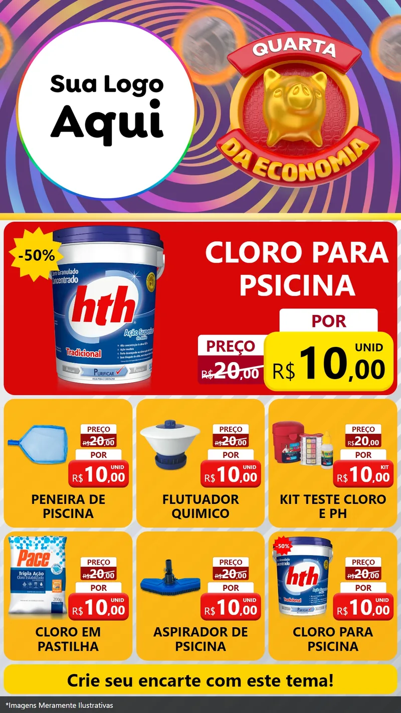 Modelo de Rede Social para Stories com o tema Quarta da Economia para Produtos para Piscina