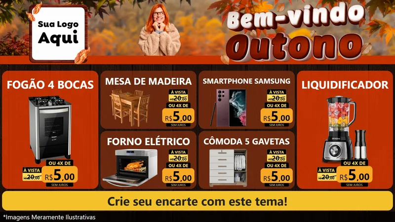 Modelo de TV para TV Horizontal com o tema Bem-vindo Outono para Móveis e Eletro