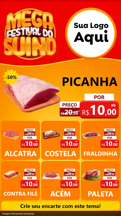 Modelo de Rede Social para Stories com o tema Mega Festival do Suíno para Açougue