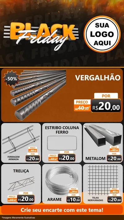 Modelo de Rede Social para Stories com o tema Black Friday para Ferragens